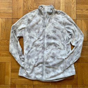 OLD NAVY size XL Tall Grey/White Marble Microfleece Mock-Neck Zip-Front Jacket